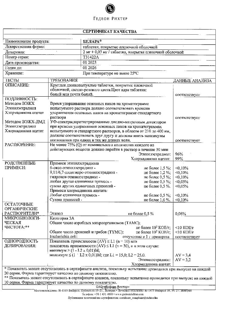 Белара таблетки покрыт.плен.об. 2 мг+0,03 мг 21 шт - купить, цена и отзывы,  Белара таблетки покрыт.плен.об. 2 мг+0,03 мг 21 шт инструкция по  применению, дешевые аналоги, описание, заказать в Москве с доставкой