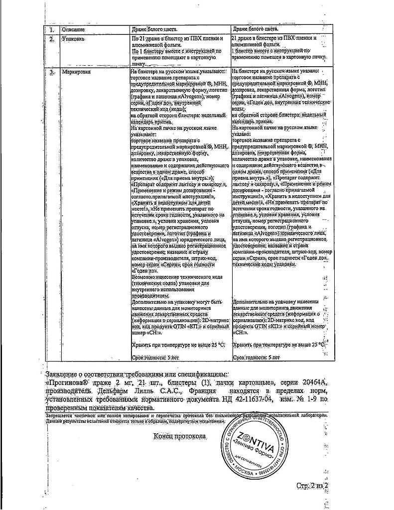 Прогинова купить, цена в Москве, Прогинова инструкция по применению:  таблетки