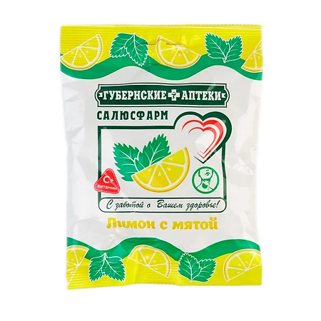 Бон-бон леденец карамель с вит С га лимон-мята 60г