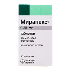 Изображение товара Мирапекс таблетки 0,25 мг 30 шт
