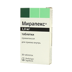 Купить Мирапекс таблетки 1 мг 30 шт цена