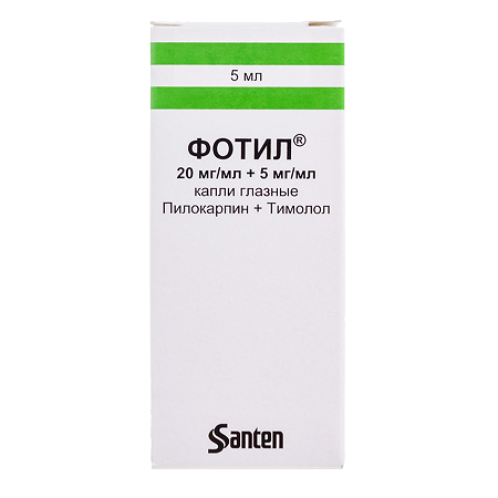 Фотил капли глазные 20 мг+5 мг/мл 5 мл 1 шт