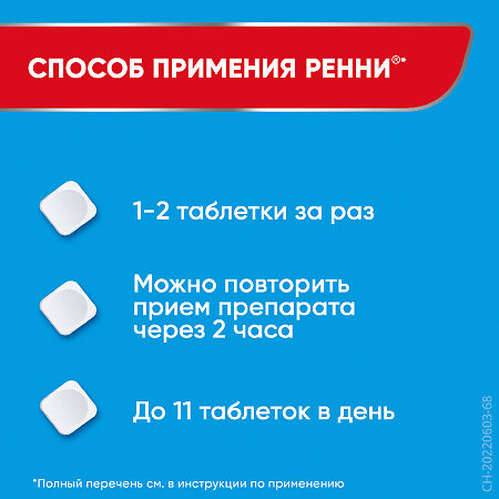 Ренни ментол таблетки жевательные 680 мг+80 мг ментол 24 шт