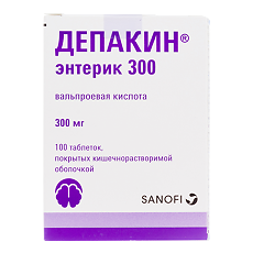 Изображение товара Депакин энтерик 300 таблетки покрыт.кишечнорастворимой об. 300 мг 100 шт