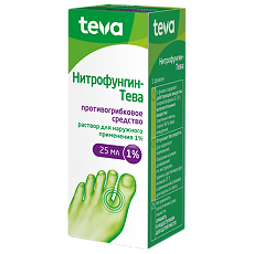 Купить Нитрофунгин-Тева раствор для наружного применения 1% фл 25 мл 1 шт цена