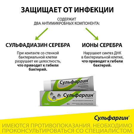 Сульфаргин мазь для наружного применения 1 % туба 50 г 1 шт