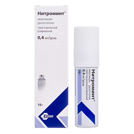 Нитроминт спрей подъязычный дозированный 0,4 мг/доза 10 г 180 доз