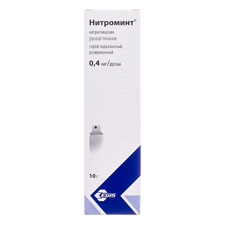 Нитроминт спрей подъязычный дозированный 0,4 мг/доза 10 г 180 доз