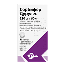 Изображение товара Сорбифер дурулес таблетки с пролонг высвобождением покрыт.плен.об. 320 мг+60 мг 50 шт
