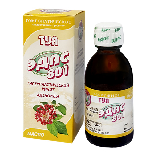 Эдас-801 Туя масло для местного применения гомеопатическое 25 мл 1 шт .