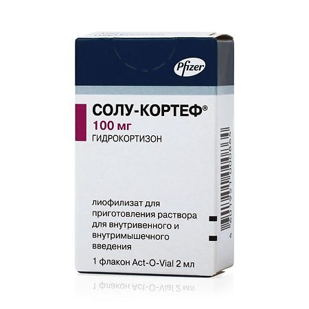 Солу-Кортеф лиофилизат д/приг раствора для в/в и в/м введ 100 мг фл+р-ль 2 мл 1 уп