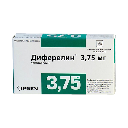 Диферелин лиофилизат д/приг суспензии для в/м введ 3,75 мг фл 1 шт