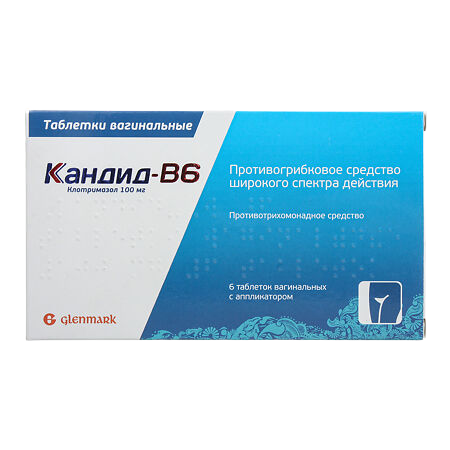 Кандид-В6 таблетки вагинальные 100 мг 6 шт