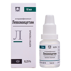 Купить Левомицетин капли глазные 0,25 % 10 мл 1 шт цена