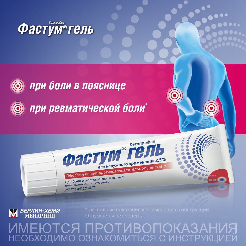 Фастум Гель Для Наружного Применения 2,5 % 50 Г 1 Шт - Купить.