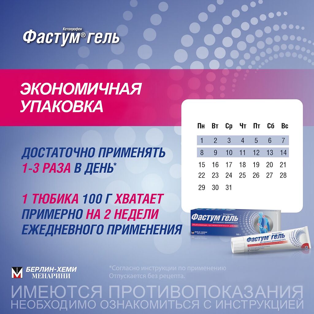 Фастум Гель Для Наружного Применения 2,5 % 50 Г 1 Шт - Купить.