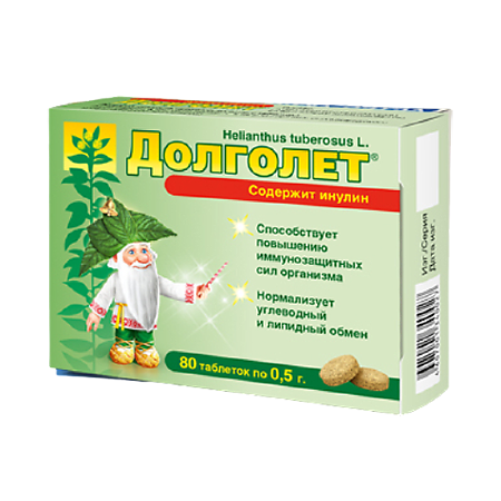 Изображение товара Долголет таблетки массой 0,5 г 80 шт