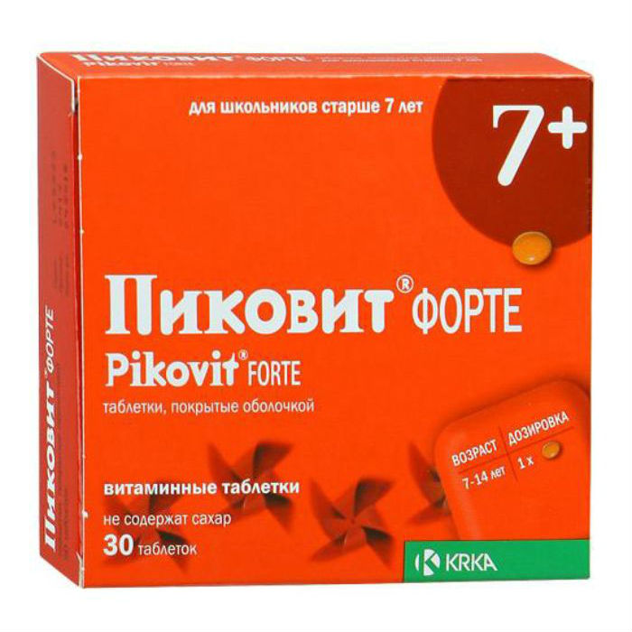 Изображение товара Пиковит Форте таблетки покрытые 30 шт витаминный комплекс для детей от 7 лет Изображение товара Пиковит Форте таблетки покрытые 30 шт витаминный комплекс для детей от 7 лет