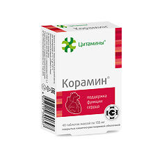 Купить Корамин таблетки покрыт.кишечнорастворимой об массой 155 мг 40 шт цена