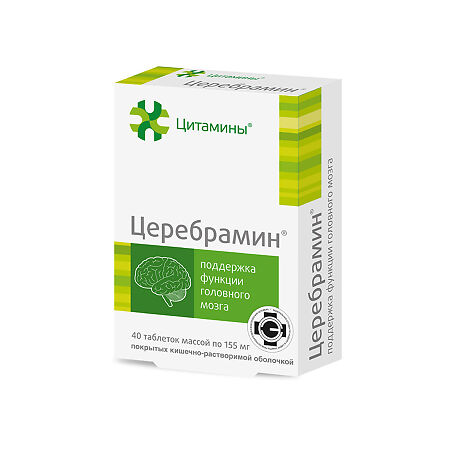 Церебрамин таблетки массой 155 мг 40 шт