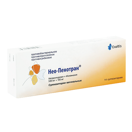 Нео-Пенотран суппозитории вагинальные 500 мг+100 мг 14 шт