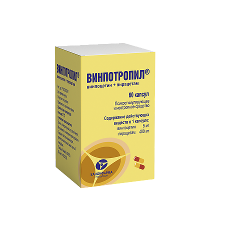 Изображение товара Винпотропил капсулы 5 мг+400 мг 60 шт для улучшения кровообращения и памяти