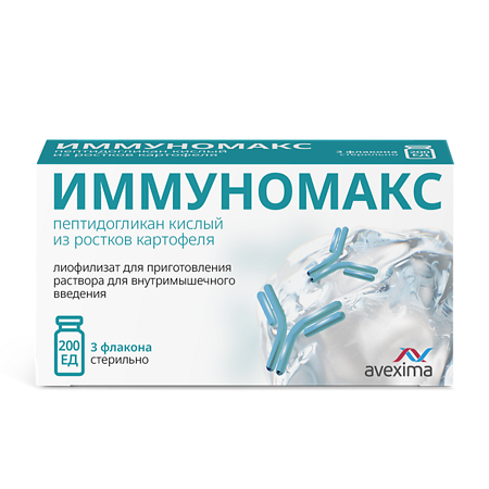 Иммуномакс лиофилизат д/приг раствора для в/м введ 200 ед 3 шт