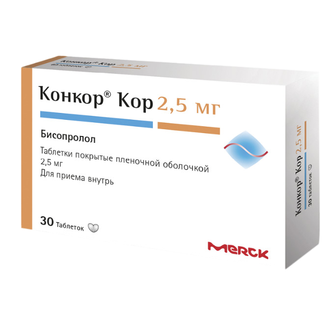 Конкор Кор Таблетки Покрыт.Плен.Об. 2,5 Мг 30 Шт - Купить, Цена И.