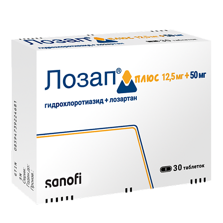 Лозап Плюс таблетки покрыт.плен.об. 12,5 мг+50 мг 30 шт