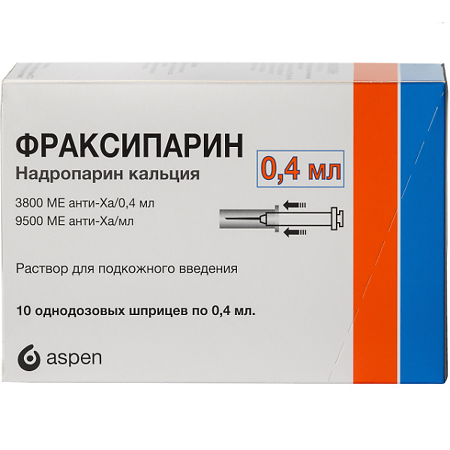 Фраксипарин раствор для п/к введ 9500 анти-ха ме/мл 0,4 мл шприцы 10 шт