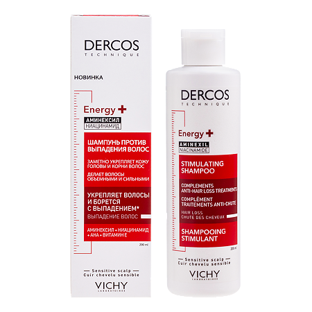 Vichy Dercos Energy+ Шампунь тонизирующий с Аминексилом против выпадения волос 200 мл 1 шт