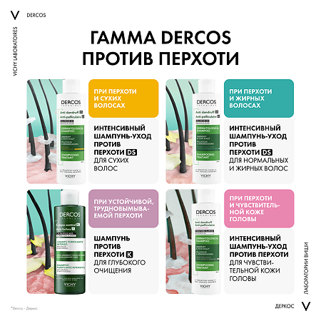 Vichy Dercos DS  Шампунь интенсивный против перхоти для нормальных и жирных волос 200 мл 1 шт