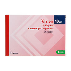 Купить Ультоп капсулы кишечнорастворимые 40 мг 14 шт цена