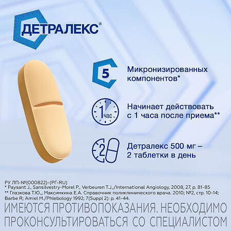 Детралекс таблетки покрыт.плен.об. 500 мг 60 шт