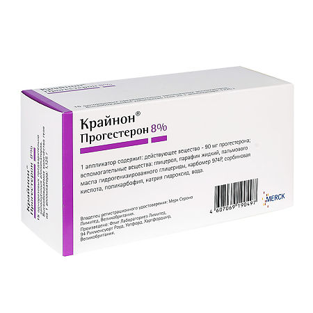 Крайнон гель вагинальный 90 мг/доза 1 доза+апликаторы 15 шт