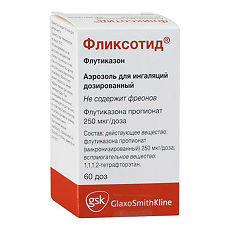 Купить Фликсотид аэрозоль для ингаляций дозированный 250 мкг/доза 60 доз 1 шт цена