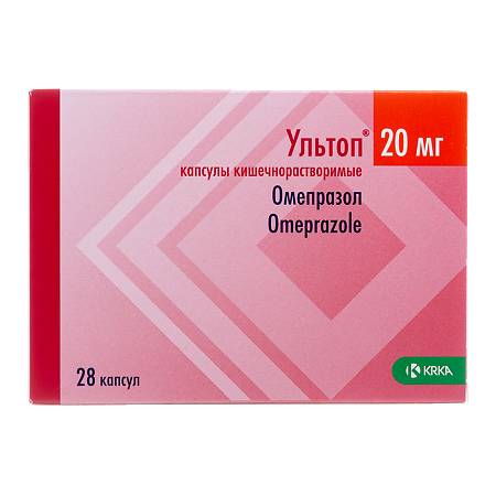 Ультоп капсулы кишечнорастворимые 20 мг 28 шт