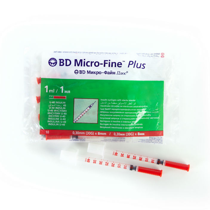 Изображение товара Шприц инсулиновый BD Micro-Fine Plus 1мл/U-40 30G (0,30мм x 8мм) 10 шт