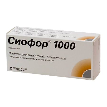 Сиофор 1000 таблетки покрыт.плен.об. 1000 мг 60 шт