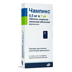 Купить Чампикс таблетки покрыт.плен.об. 500 мкг+1 мг  11+14 шт цена