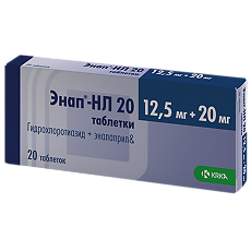 Купить Энап-НЛ 20 таблетки 12,5 мг+20 мг  20 шт цена