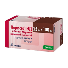 Купить Лориста НД таблетки покрыт.плен.об. 25 мг+100 мг 30 шт цена