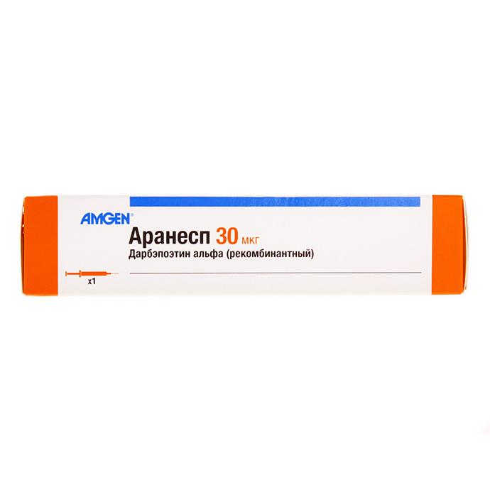 Аранесп, раствор для инъекций 30 мкг 0,3 мл шприцы 1 шт - , цена .