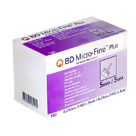 Иглы BD Micro-Fine Plus 0,25 мм (31G) х 5 мм, 100 шт