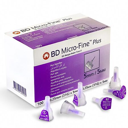 Иглы BD Micro-Fine Plus 0,25 мм (31G) х 5 мм, 100 шт