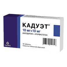 Купить Кадуэт таблетки покрыт.плен.об. 10 мг+10 мг 30 шт цена