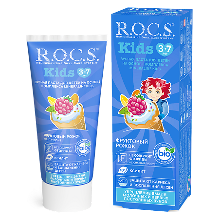 R.O.C.S. Зубная паста для детей 3-7лет Фруктовый рожок без фтора 45 г 1 шт