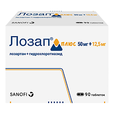 Купить Лозап Плюс таблетки покрыт.плен.об. 12,5 мг+50 мг 90 шт цена