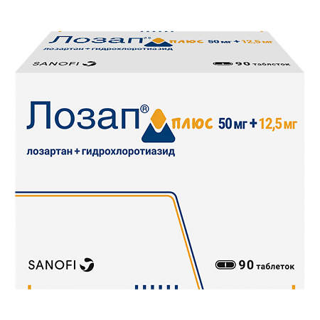 Лозап Плюс таблетки покрыт.плен.об. 12,5 мг+50 мг 90 шт