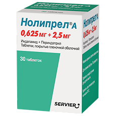 Изображение товара Нолипрел А таблетки покрыт.плен.об. 0,625 мг+2,5 мг 30 шт